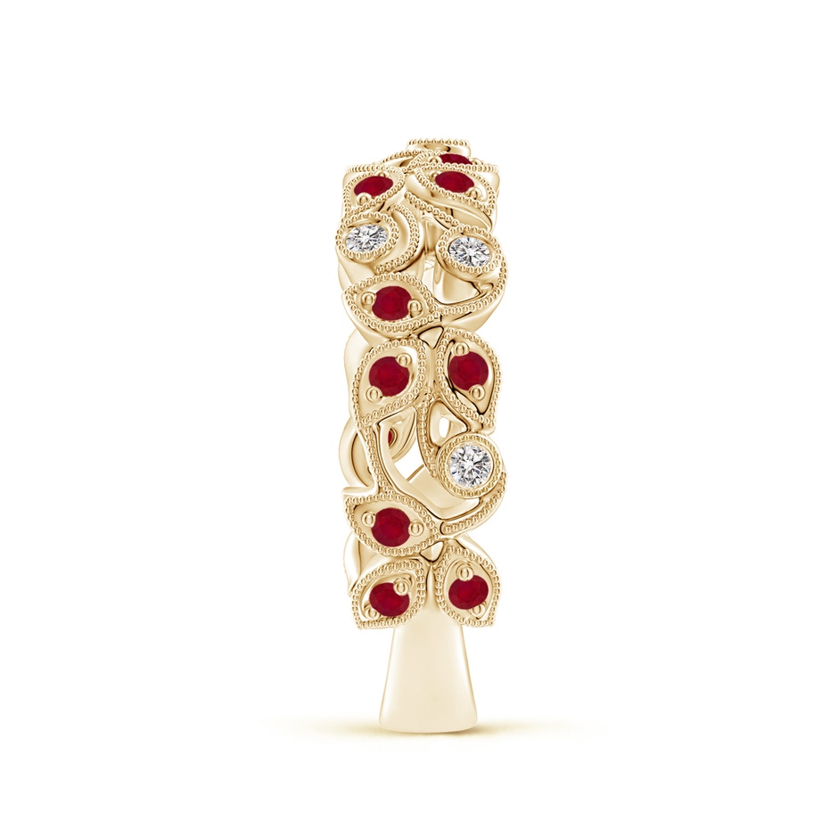 1.3mm AA Nature Inspired Round Ruby & Diamond Vine Band in Yellow Gold product image