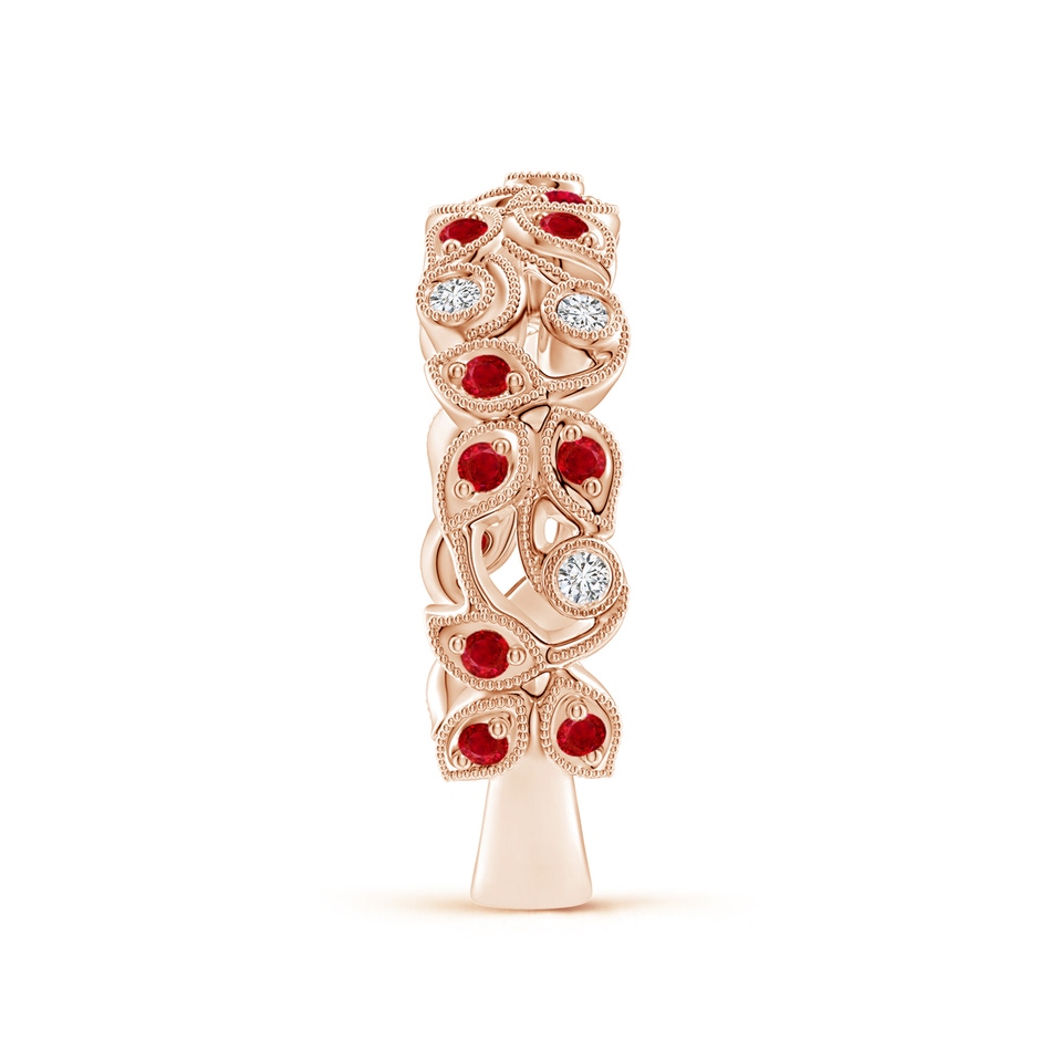 1.3mm AAA Nature Inspired Round Ruby & Diamond Vine Band in Rose Gold product image