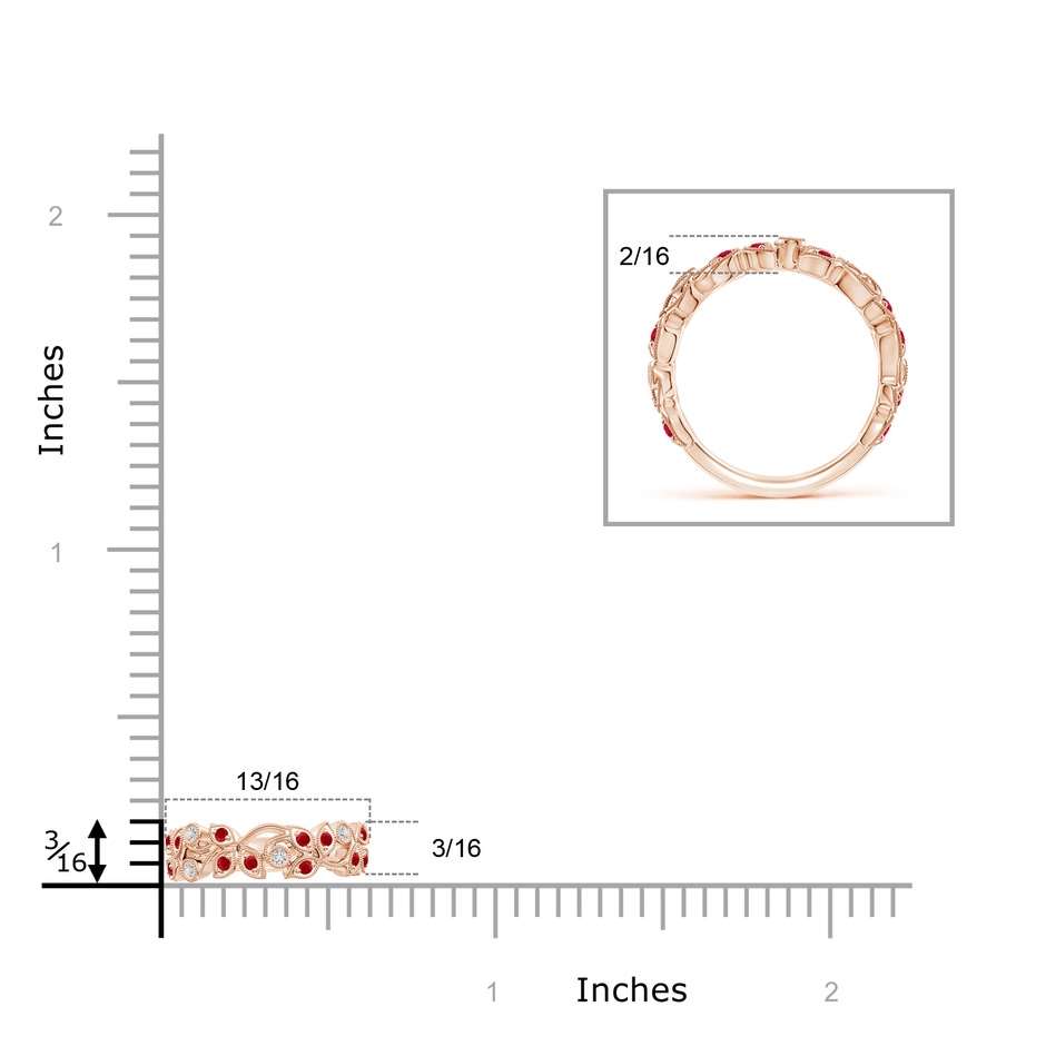 1.3mm AAA Nature Inspired Round Ruby & Diamond Vine Band in Rose Gold product image