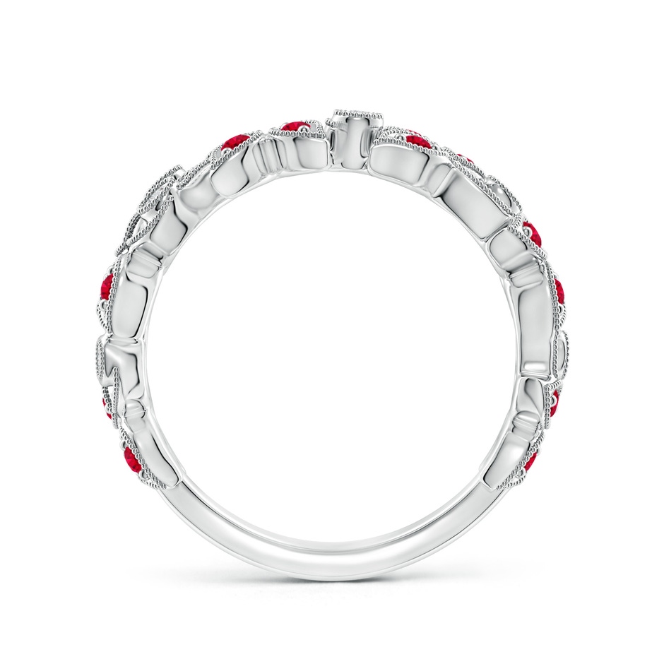1.3mm AAA Nature Inspired Round Ruby & Diamond Vine Band in White Gold product image