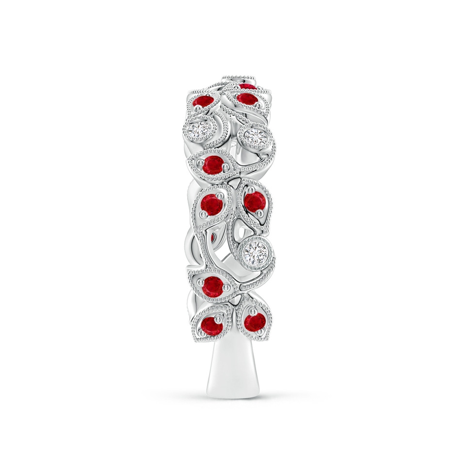 1.3mm AAA Nature Inspired Round Ruby & Diamond Vine Band in White Gold product image