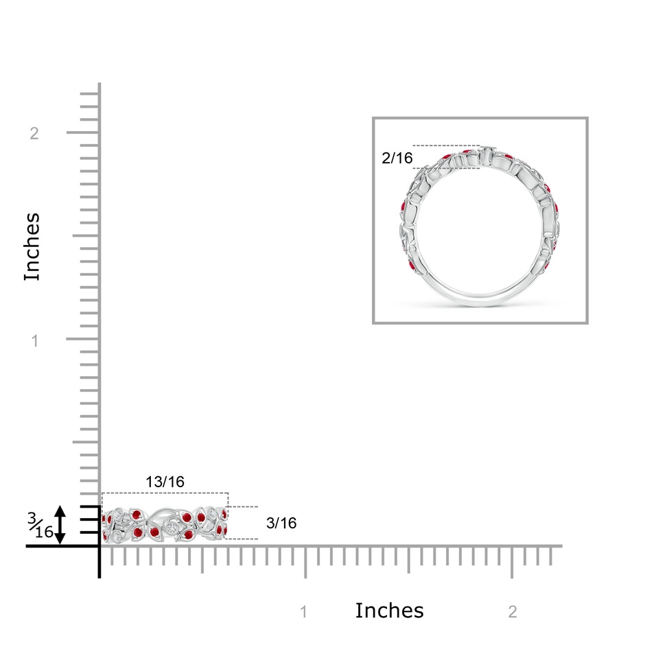 1.3mm AAA Nature Inspired Round Ruby & Diamond Vine Band in White Gold product image