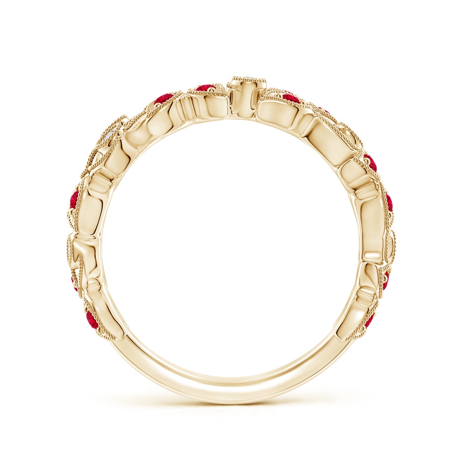1.3mm AAA Nature Inspired Round Ruby & Diamond Vine Band in Yellow Gold product image