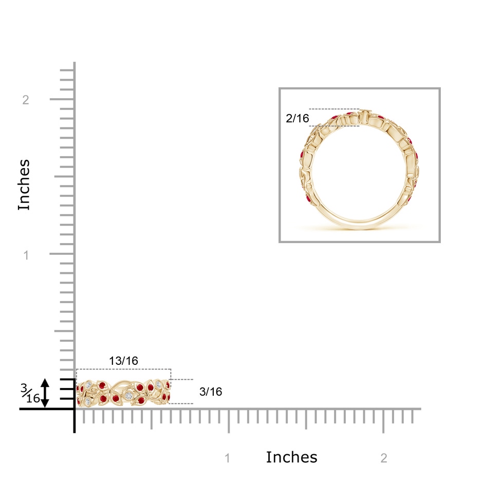 1.3mm AAA Nature Inspired Round Ruby & Diamond Vine Band in Yellow Gold product image