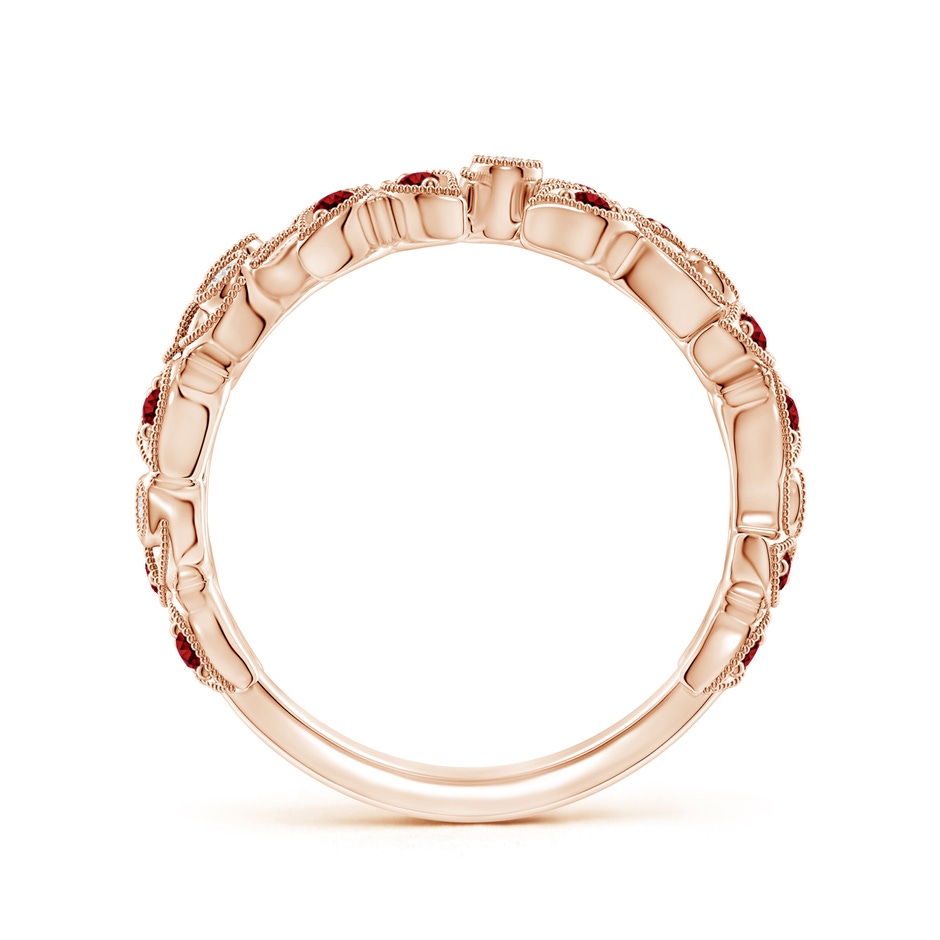 1.3mm AAAA Nature Inspired Round Ruby & Diamond Vine Band in Rose Gold product image