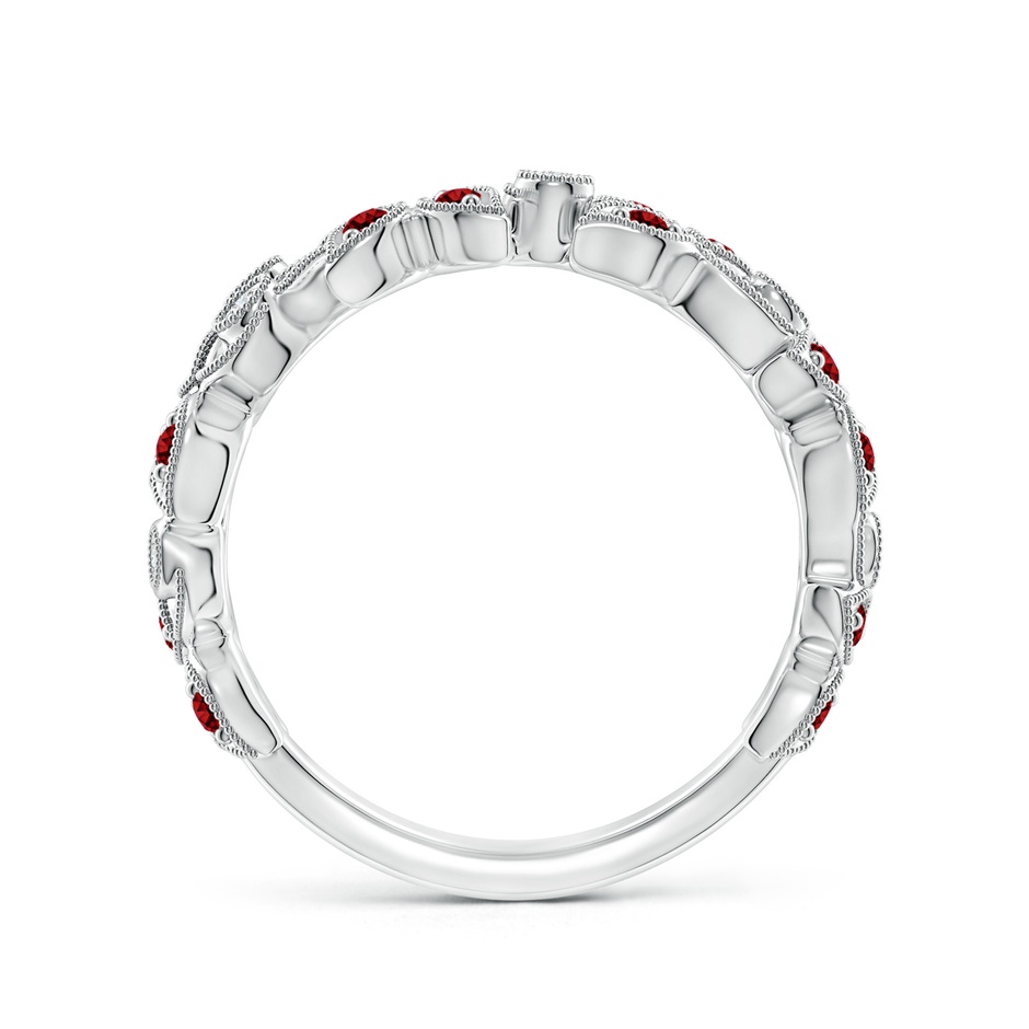1.3mm AAAA Nature Inspired Round Ruby & Diamond Vine Band in White Gold product image