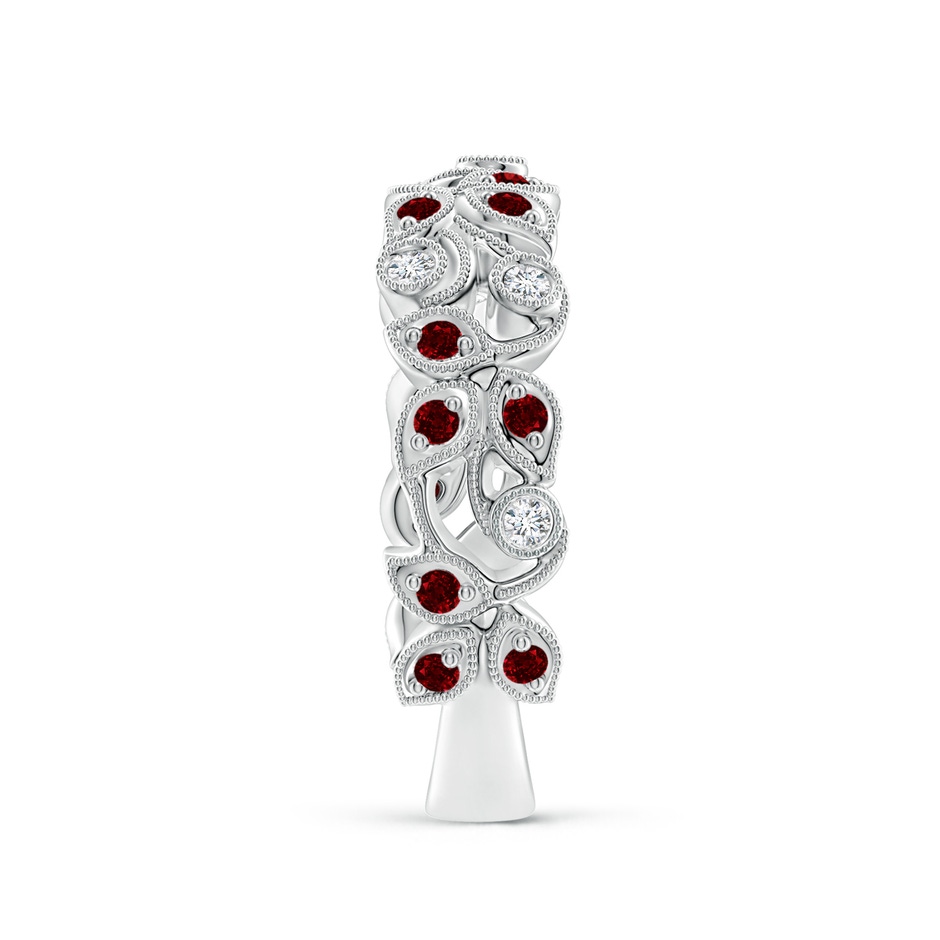 1.3mm AAAA Nature Inspired Round Ruby & Diamond Vine Band in White Gold product image