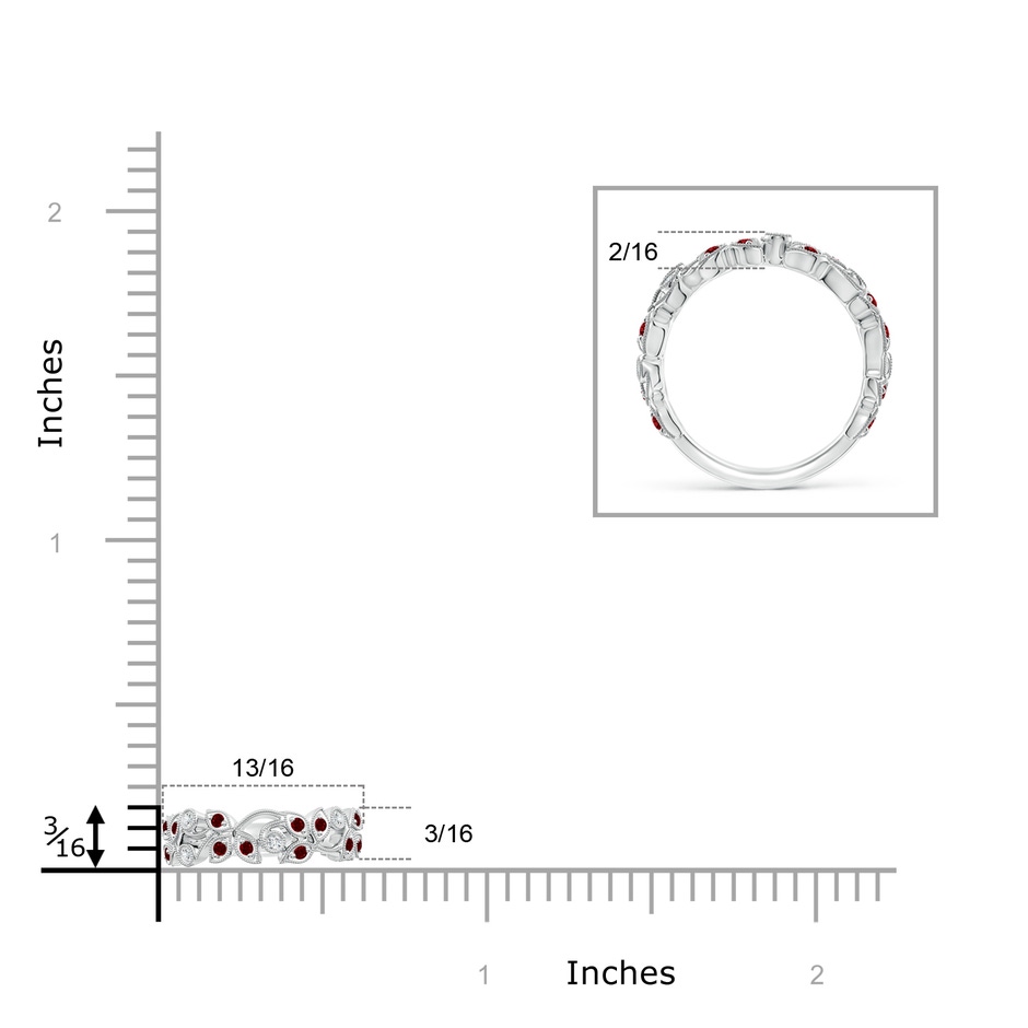 1.3mm AAAA Nature Inspired Round Ruby & Diamond Vine Band in White Gold product image