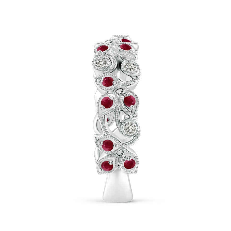 1.5mm A Nature Inspired Round Ruby & Diamond Vine Band in White Gold product image