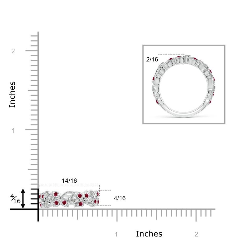 1.5mm A Nature Inspired Round Ruby & Diamond Vine Band in White Gold product image