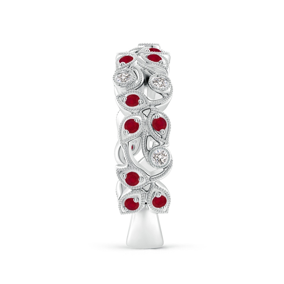1.5mm AA Nature Inspired Round Ruby & Diamond Vine Band in White Gold product image
