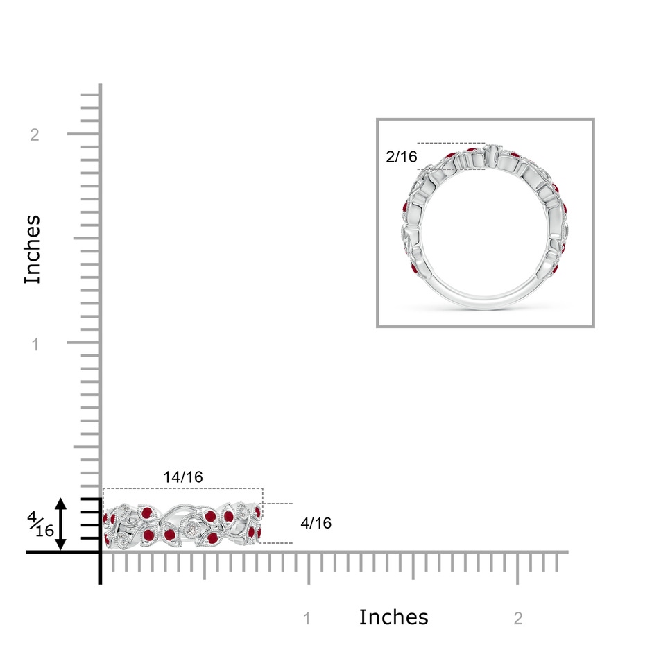 1.5mm AA Nature Inspired Round Ruby & Diamond Vine Band in White Gold product image