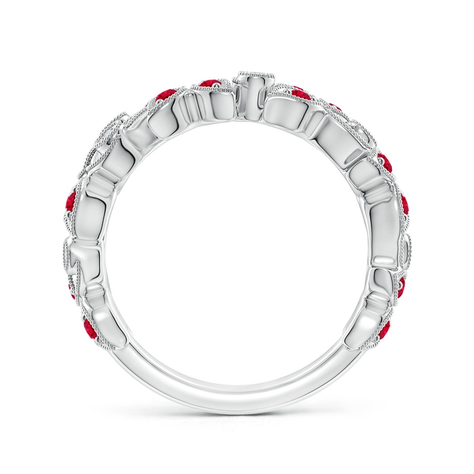 1.5mm AAA Nature Inspired Round Ruby & Diamond Vine Band in White Gold product image