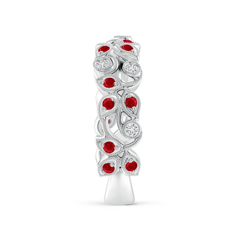 1.5mm AAA Nature Inspired Round Ruby & Diamond Vine Band in White Gold product image