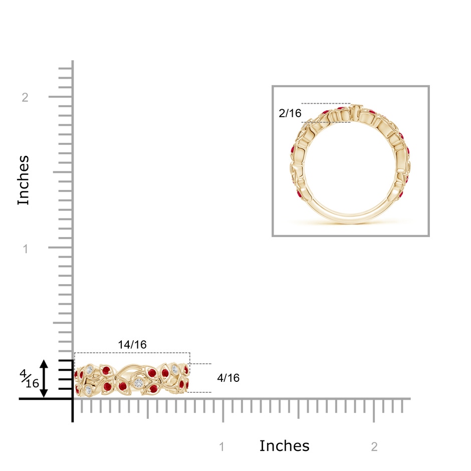 1.5mm AAA Nature Inspired Round Ruby & Diamond Vine Band in Yellow Gold product image