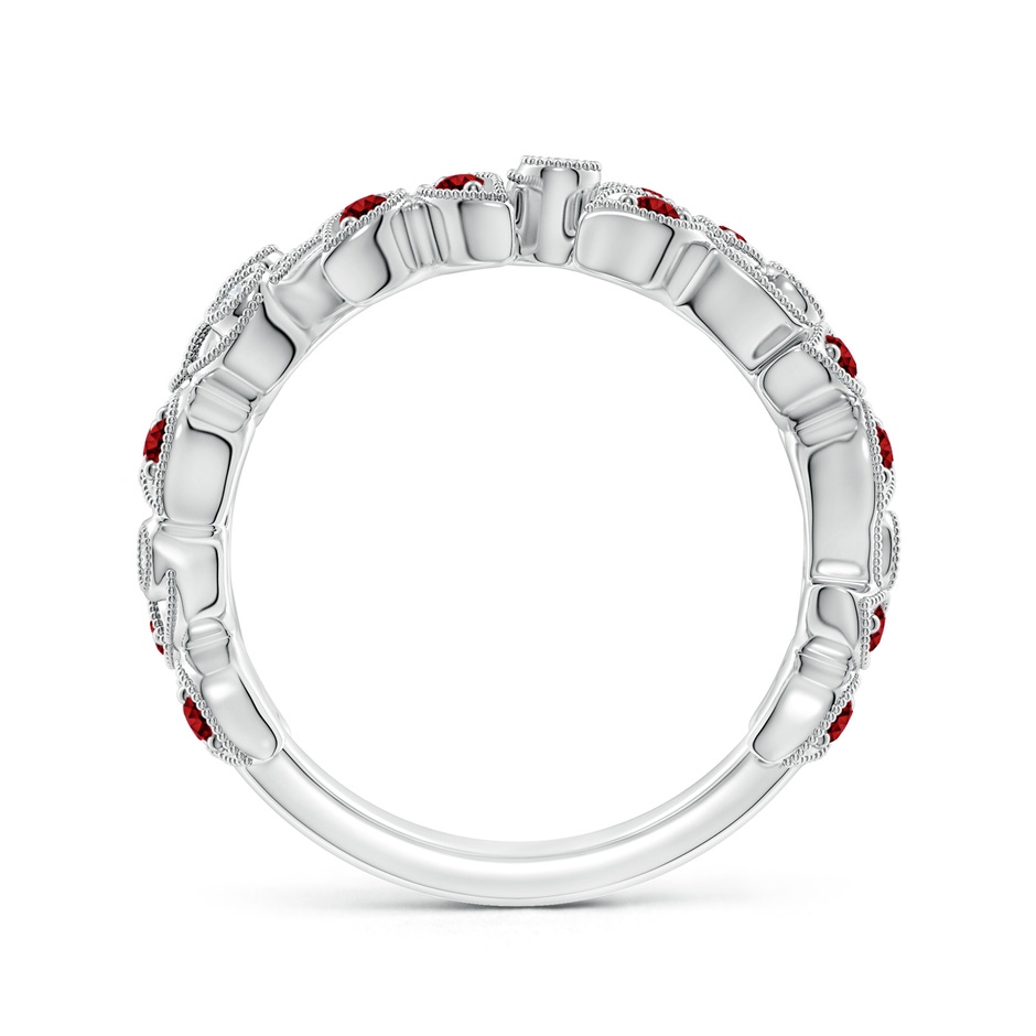 1.5mm AAAA Nature Inspired Round Ruby & Diamond Vine Band in White Gold product image