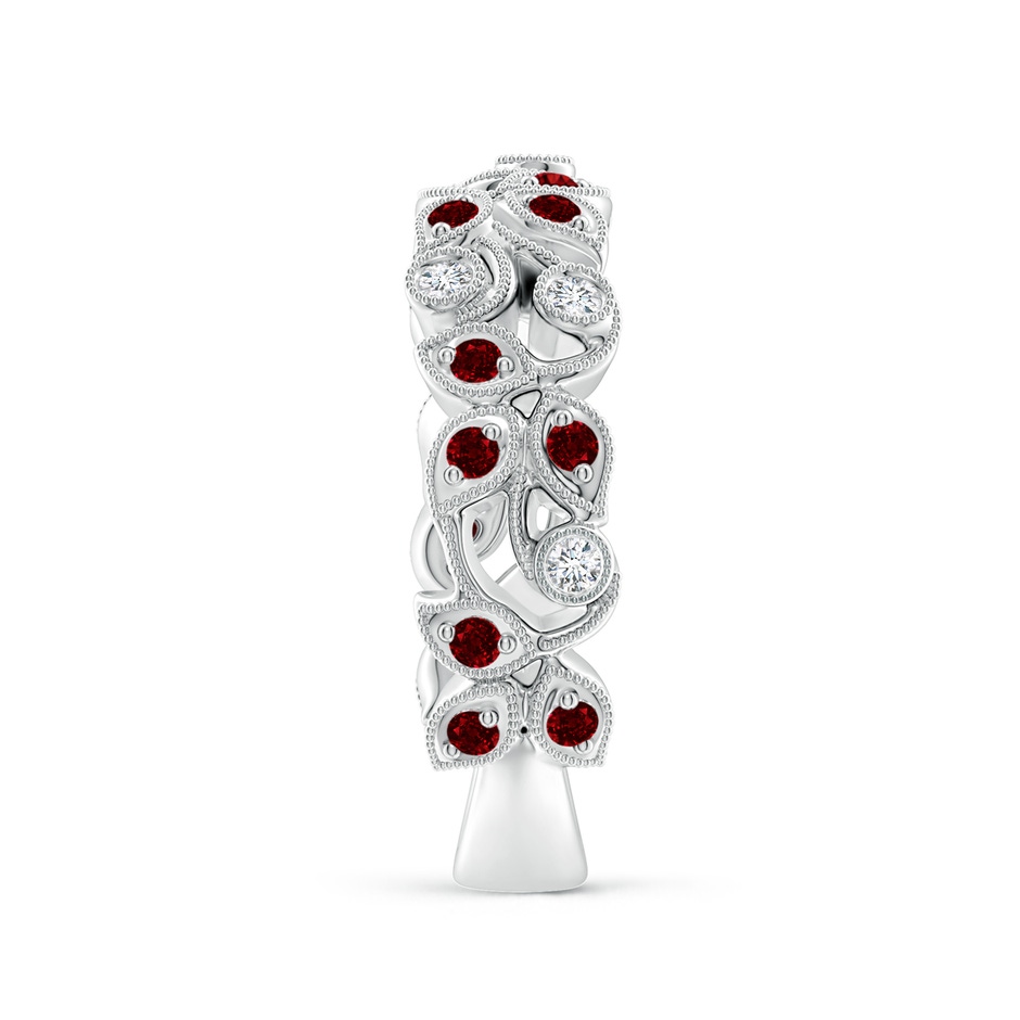 1.5mm AAAA Nature Inspired Round Ruby & Diamond Vine Band in White Gold product image