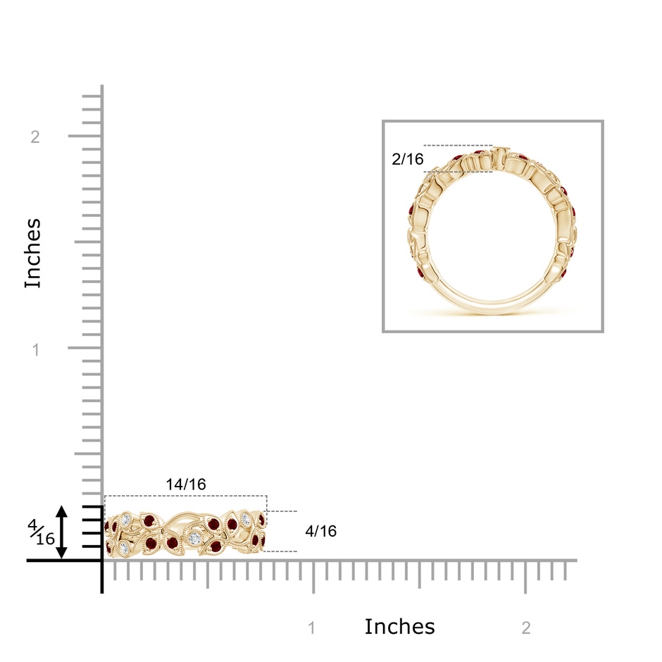 1.5mm AAAA Nature Inspired Round Ruby & Diamond Vine Band in Yellow Gold product image