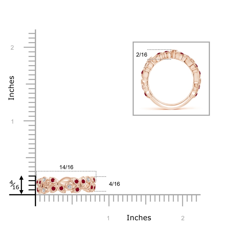 1.8mm AA Nature Inspired Round Ruby & Diamond Vine Band in Rose Gold product image