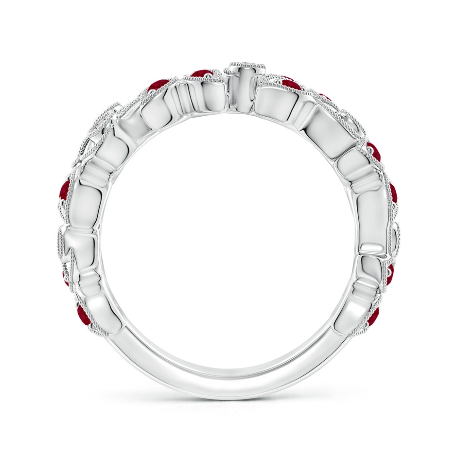 1.8mm AA Nature Inspired Round Ruby & Diamond Vine Band in White Gold product image