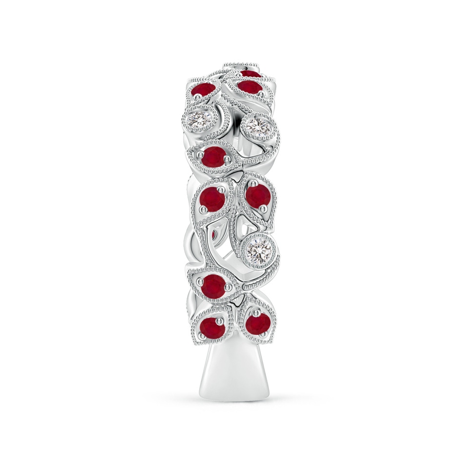 1.8mm AA Nature Inspired Round Ruby & Diamond Vine Band in White Gold product image