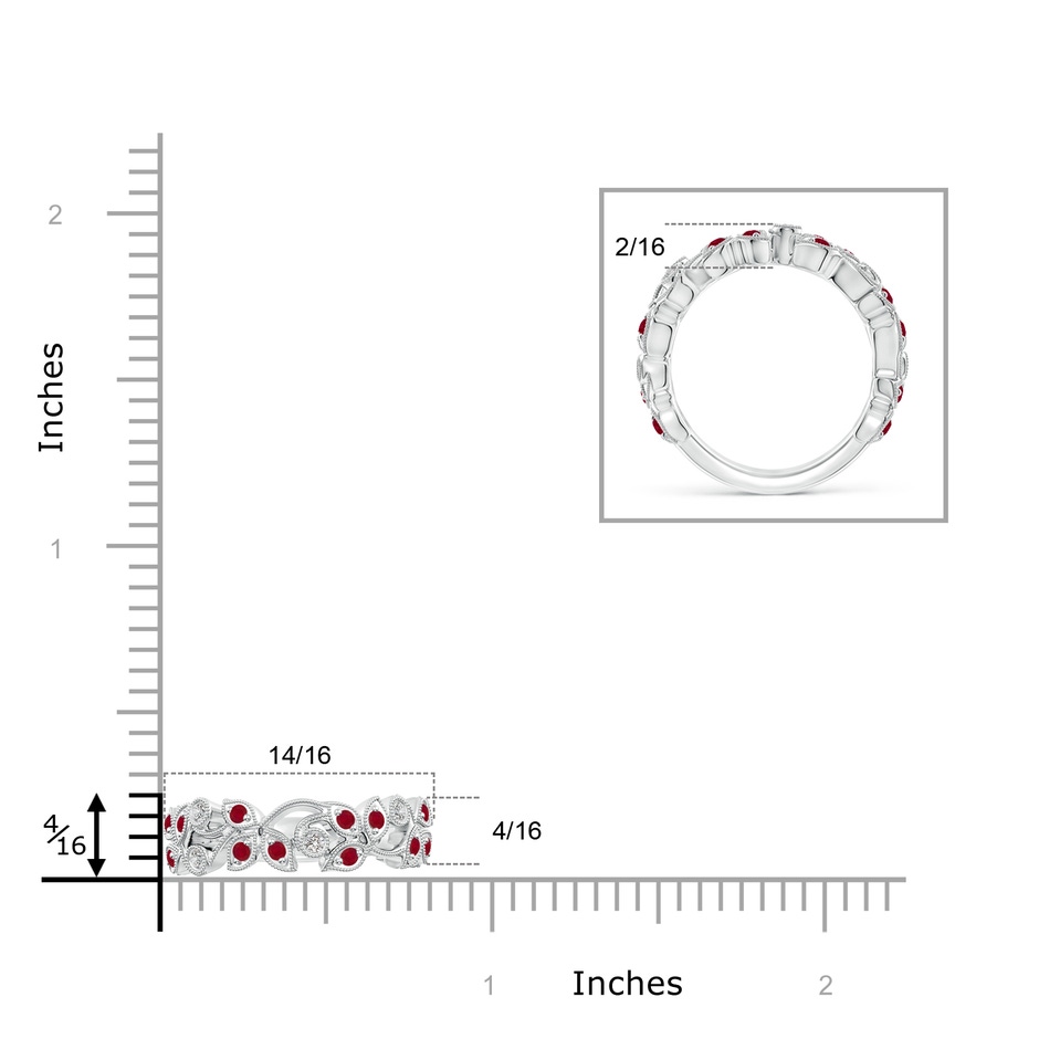 1.8mm AA Nature Inspired Round Ruby & Diamond Vine Band in White Gold product image