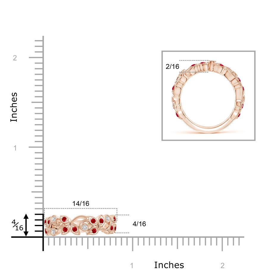 1.8mm AAA Nature Inspired Round Ruby & Diamond Vine Band in Rose Gold product image