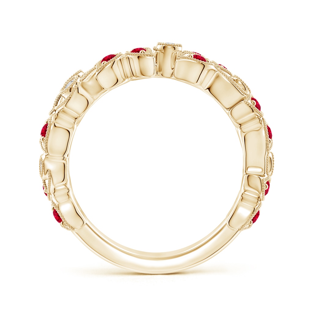 1.8mm AAA Nature Inspired Round Ruby & Diamond Vine Band in Yellow Gold Product Image