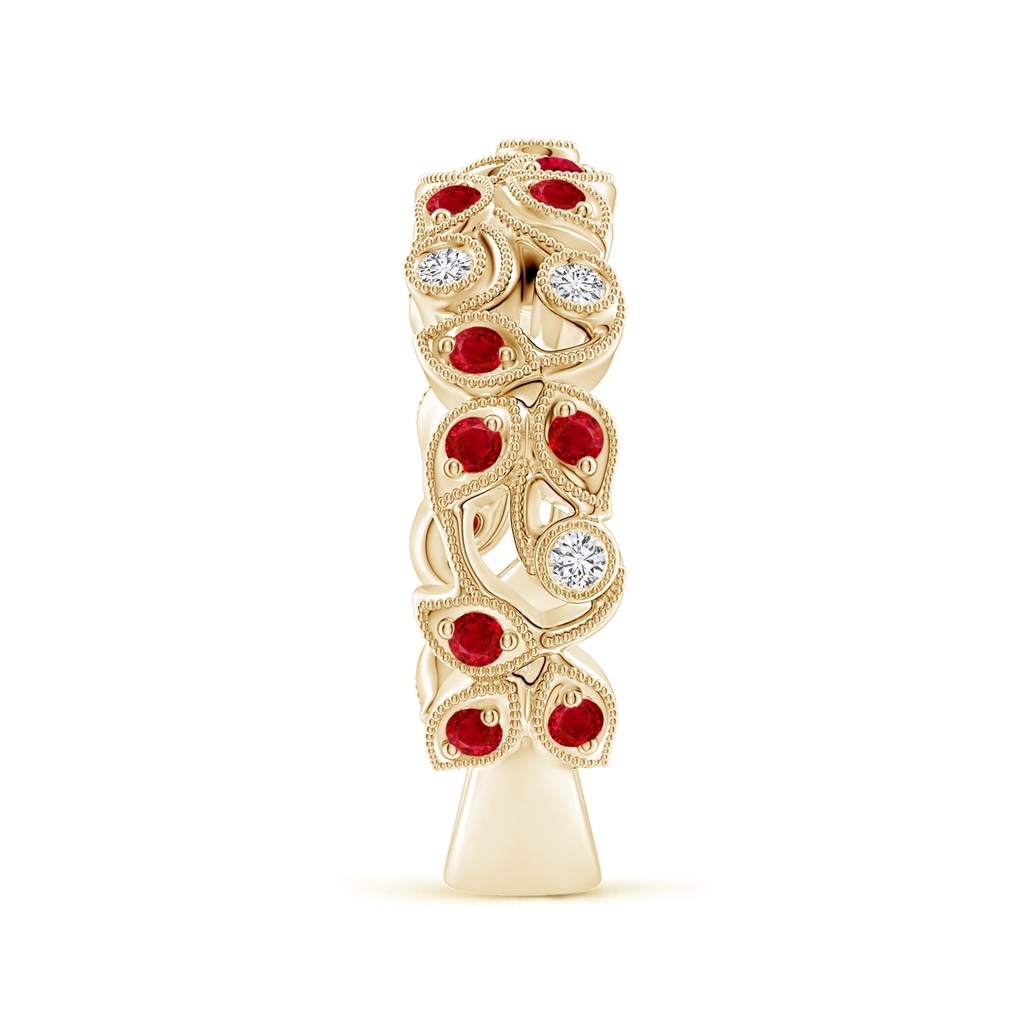 1.8mm AAA Nature Inspired Round Ruby & Diamond Vine Band in Yellow Gold Product Image