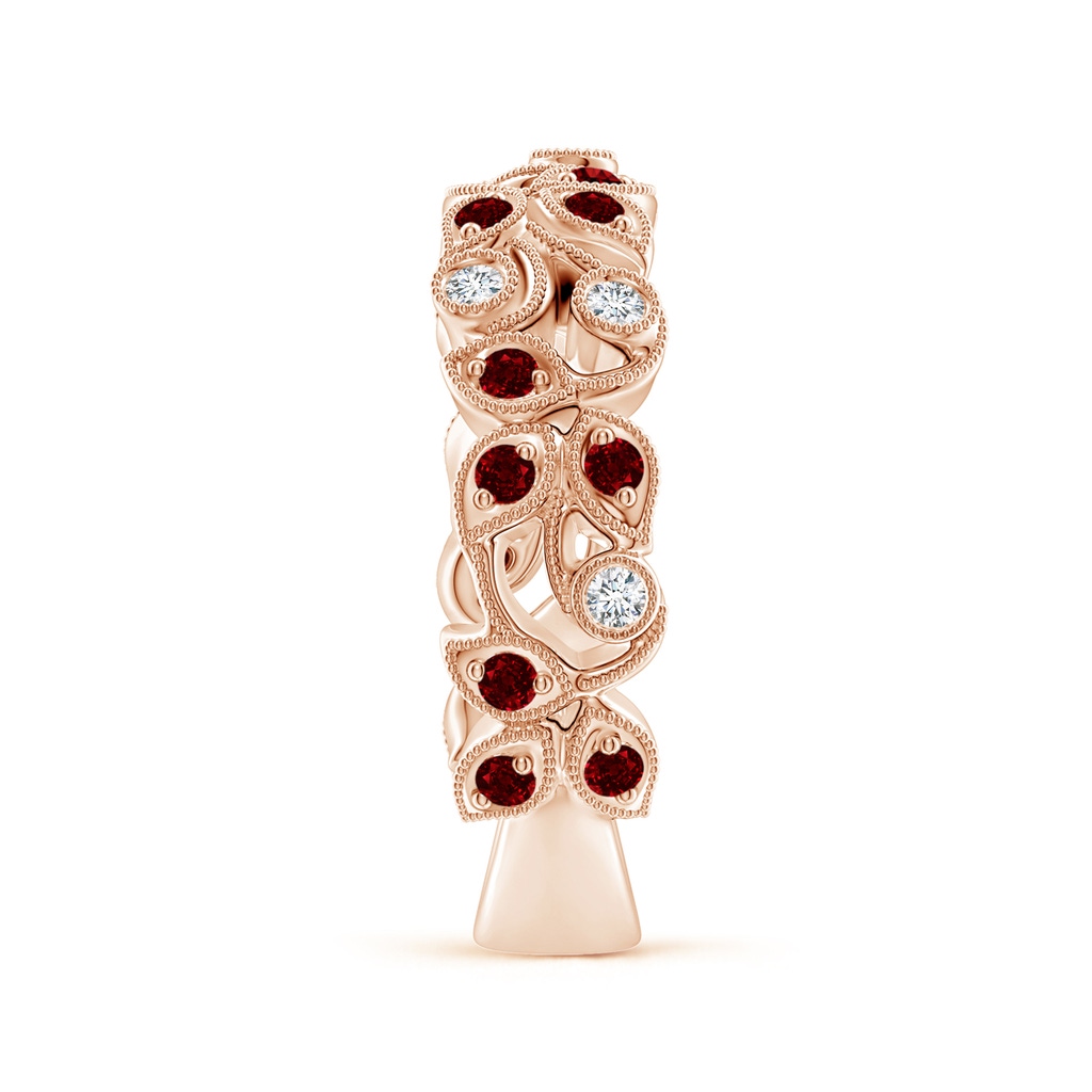 1.8mm AAAA Nature Inspired Round Ruby & Diamond Vine Band in Rose Gold Product Image