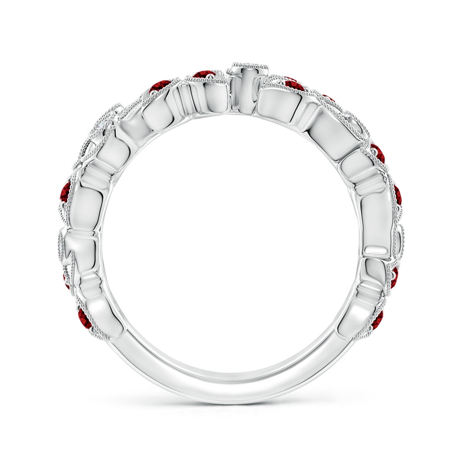 1.8mm AAAA Nature Inspired Round Ruby & Diamond Vine Band in White Gold product image