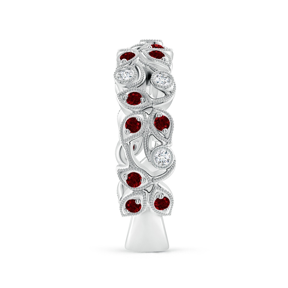 1.8mm AAAA Nature Inspired Round Ruby & Diamond Vine Band in White Gold product image