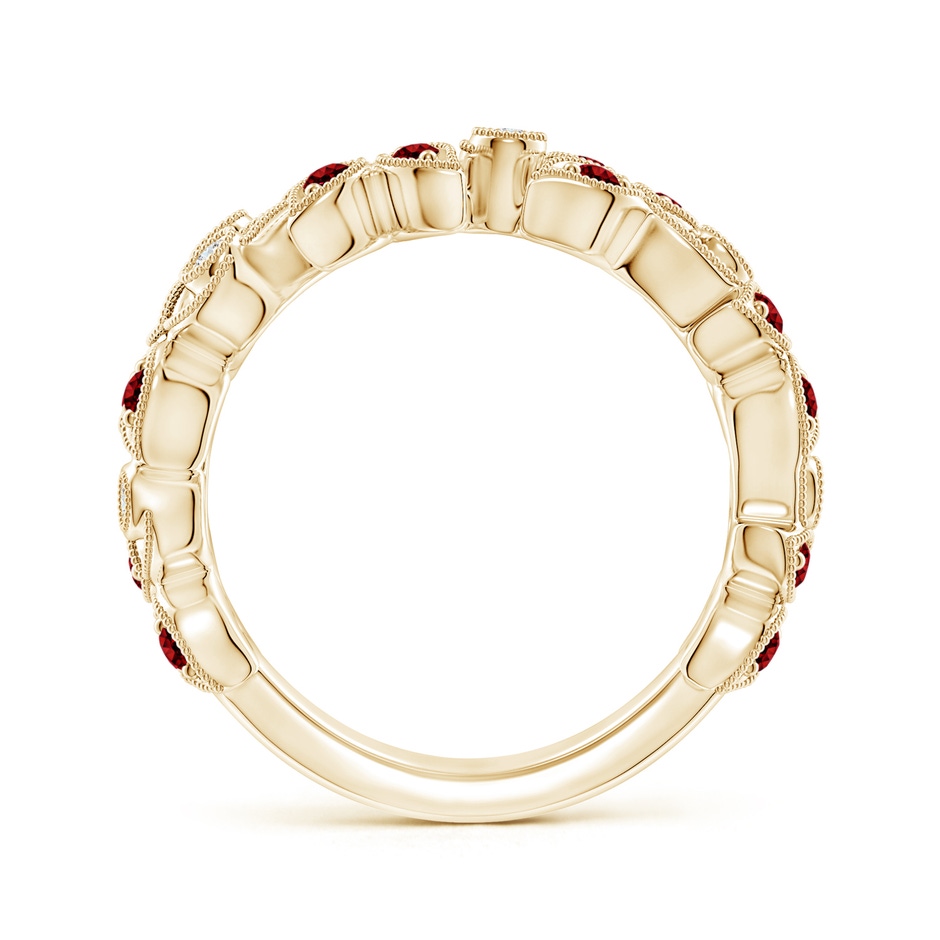 1.8mm AAAA Nature Inspired Round Ruby & Diamond Vine Band in Yellow Gold product image