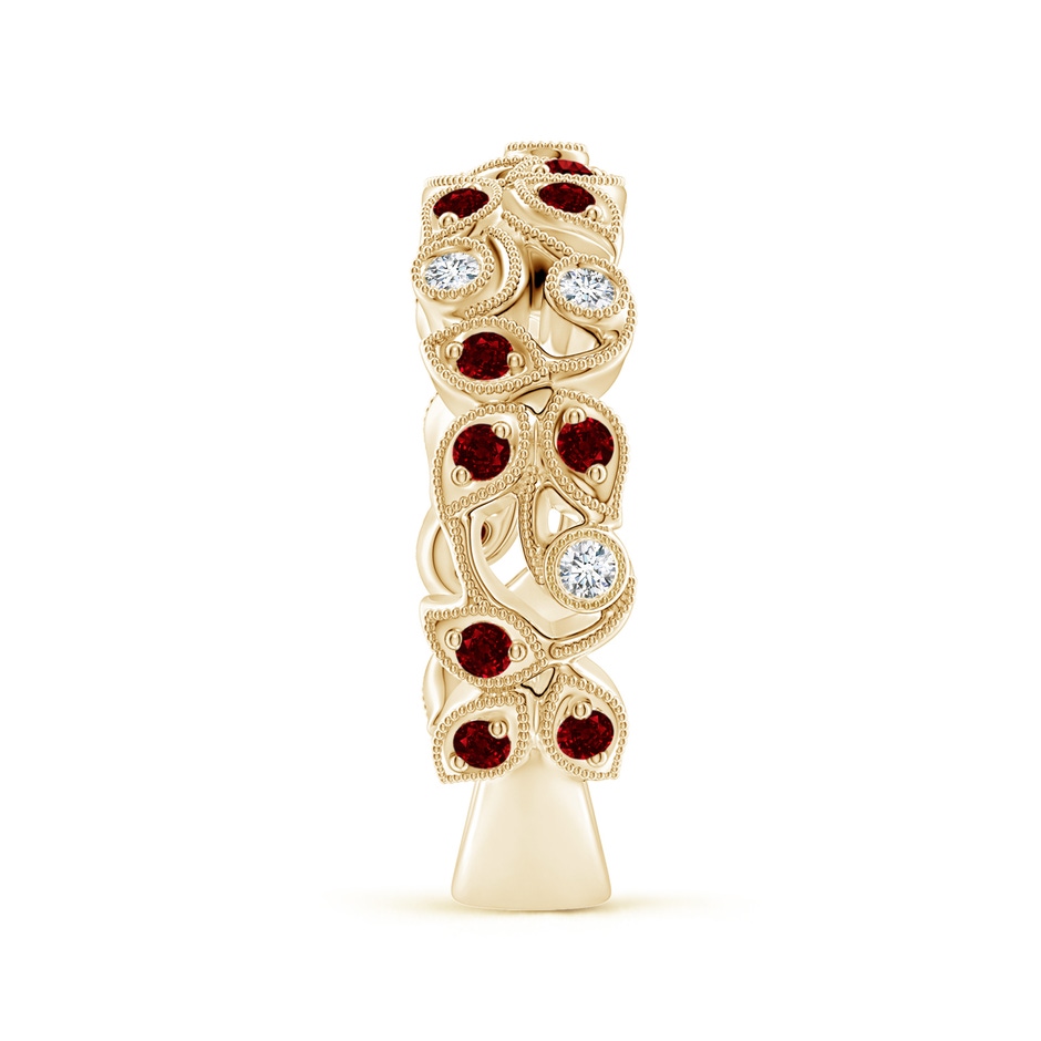 1.8mm AAAA Nature Inspired Round Ruby & Diamond Vine Band in Yellow Gold product image