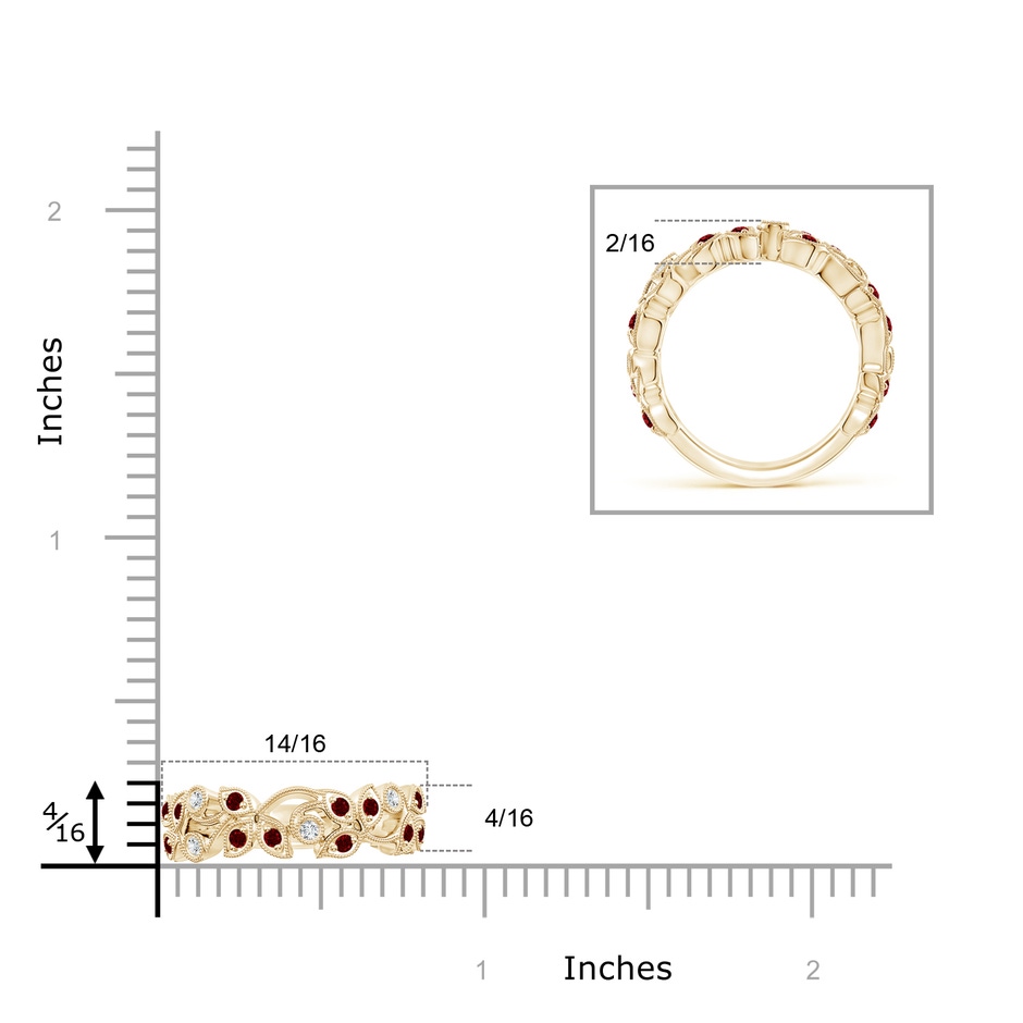 1.8mm AAAA Nature Inspired Round Ruby & Diamond Vine Band in Yellow Gold product image