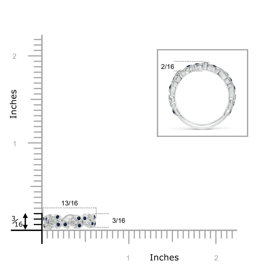 1.3mm A Nature Inspired Round Blue Sapphire & Diamond Vine Band in White Gold product image