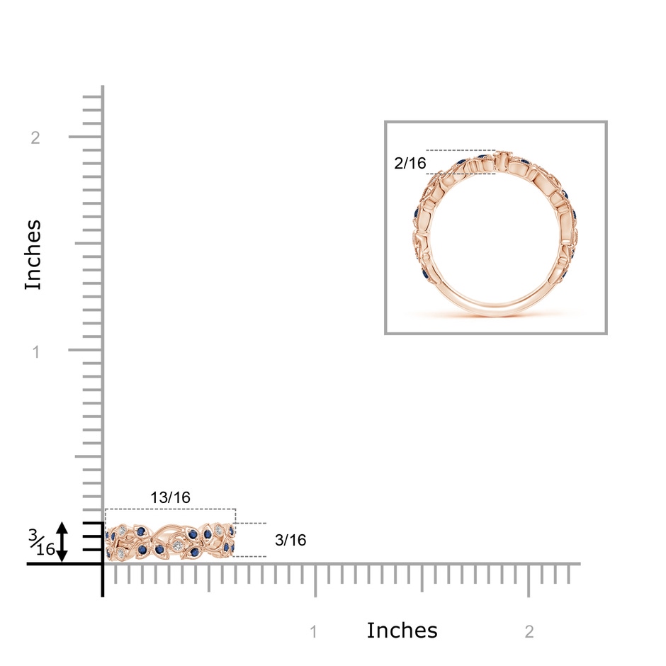1.3mm AA Nature Inspired Round Blue Sapphire & Diamond Vine Band in Rose Gold product image