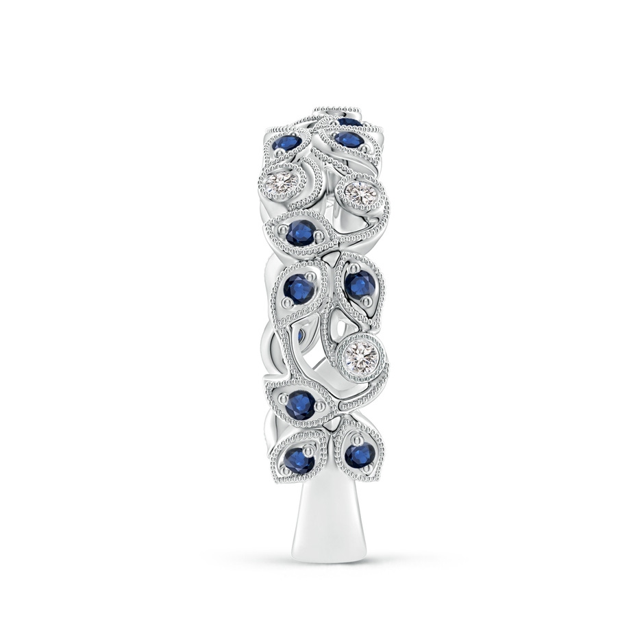 1.3mm AA Nature Inspired Round Blue Sapphire & Diamond Vine Band in White Gold product image