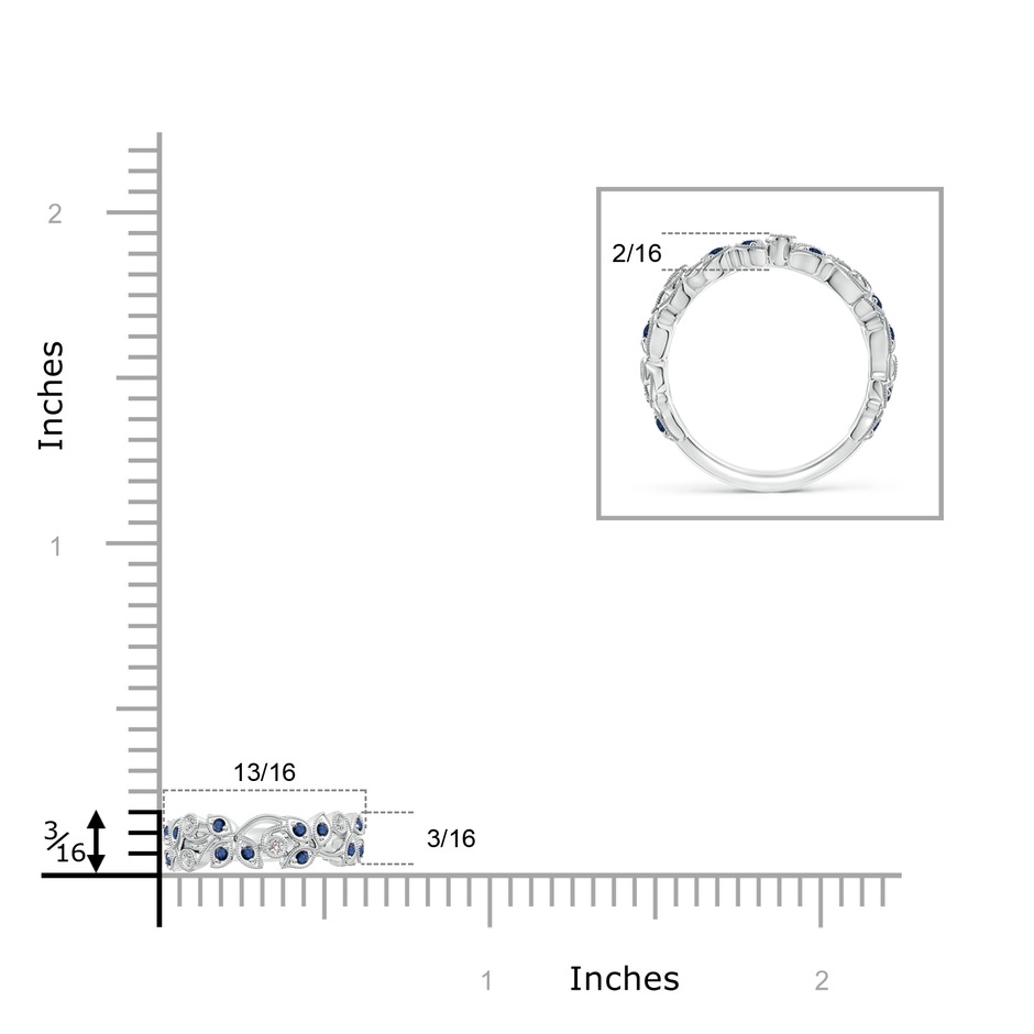 1.3mm AA Nature Inspired Round Blue Sapphire & Diamond Vine Band in White Gold product image