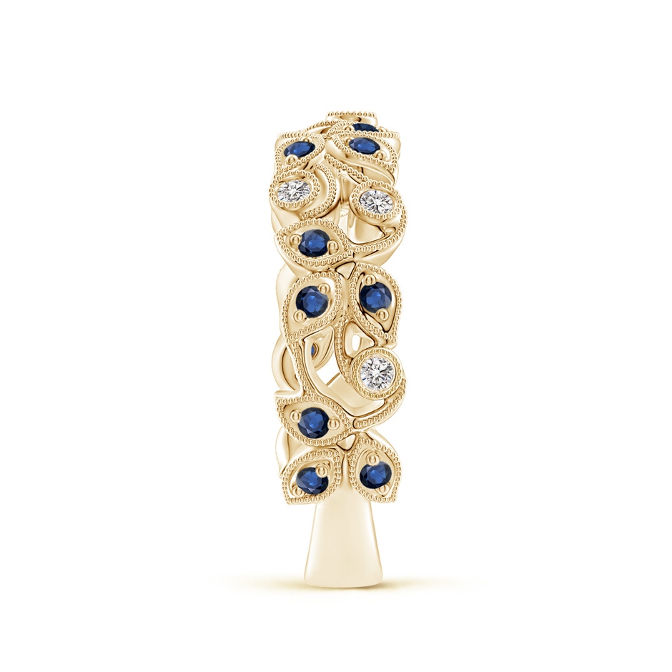 1.3mm AA Nature Inspired Round Blue Sapphire & Diamond Vine Band in Yellow Gold product image