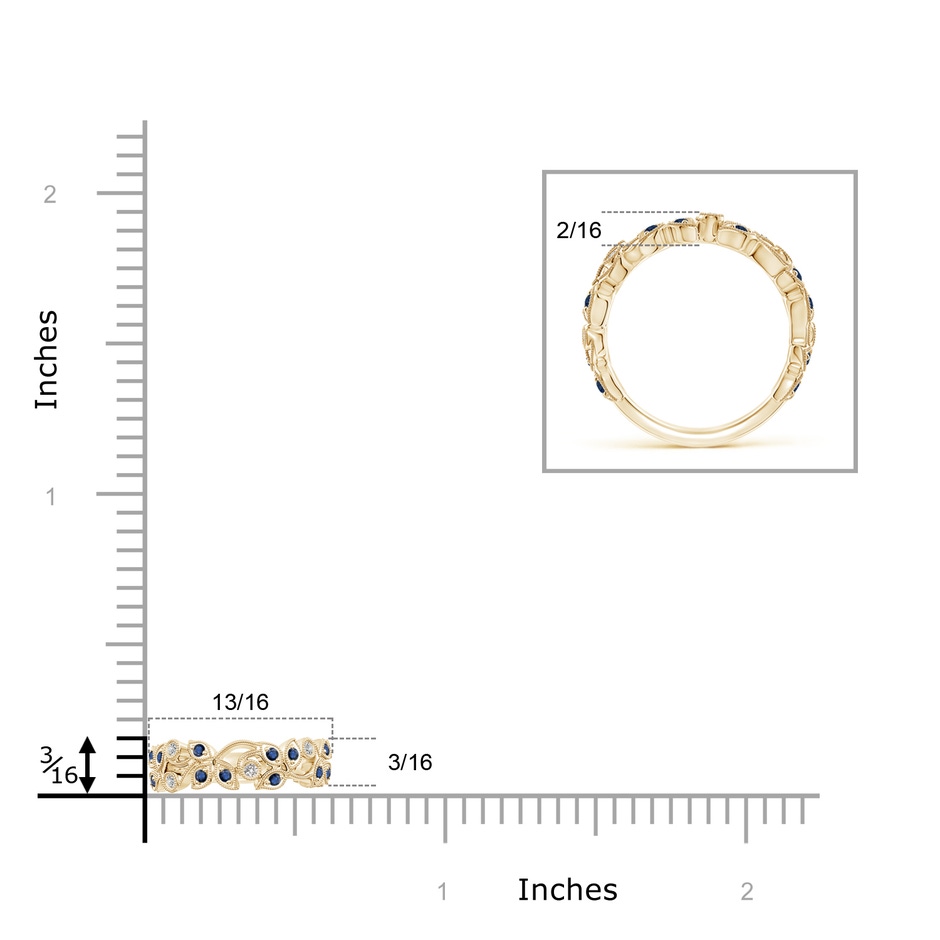 1.3mm AA Nature Inspired Round Blue Sapphire & Diamond Vine Band in Yellow Gold product image