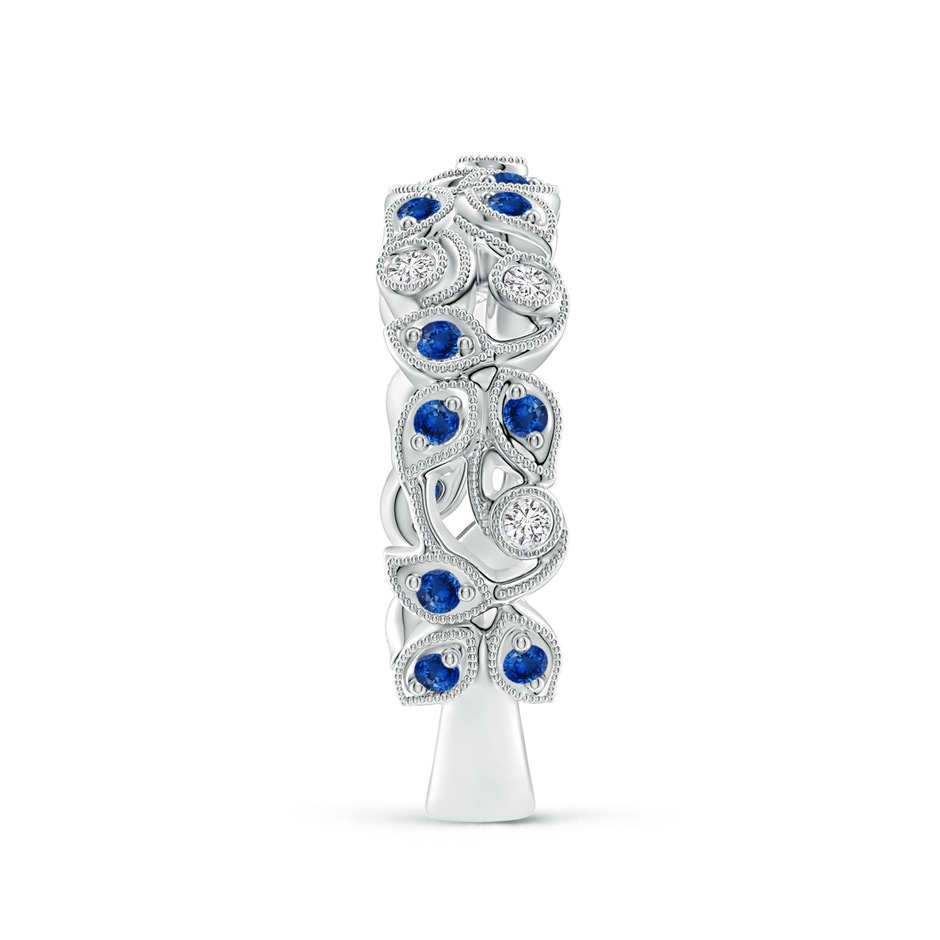 1.3mm AAA Nature Inspired Round Blue Sapphire & Diamond Vine Band in White Gold product image