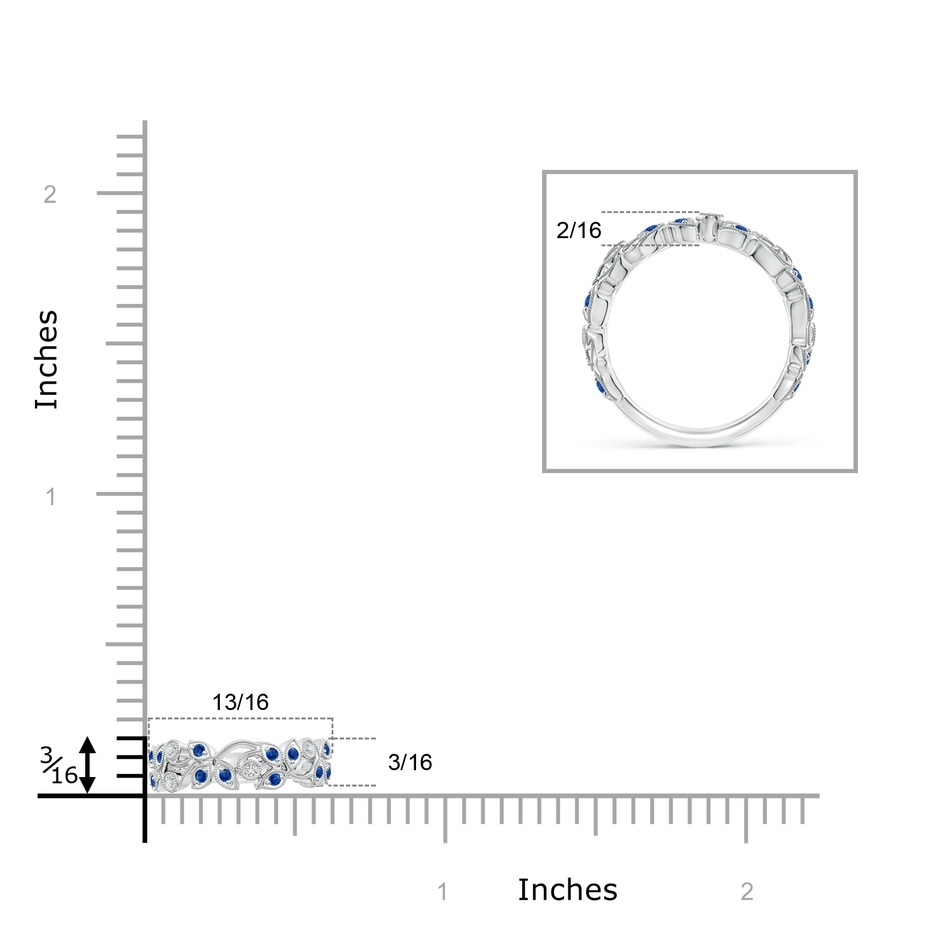 1.3mm AAA Nature Inspired Round Blue Sapphire & Diamond Vine Band in White Gold product image