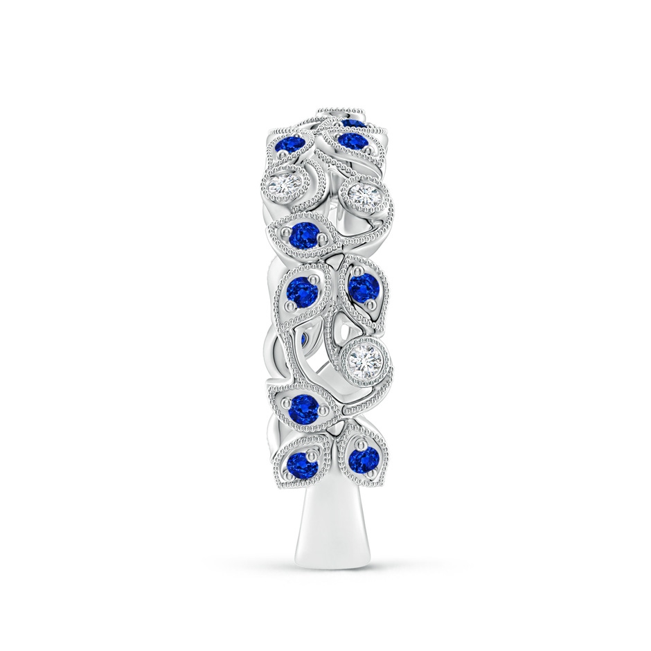 1.3mm AAAA Nature Inspired Round Blue Sapphire & Diamond Vine Band in White Gold product image