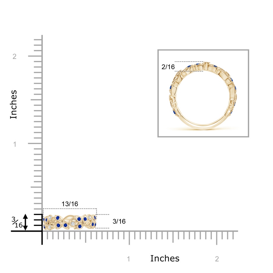 1.3mm AAAA Nature Inspired Round Blue Sapphire & Diamond Vine Band in Yellow Gold product image