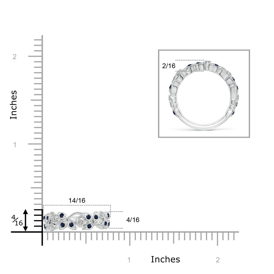 1.5mm A Nature Inspired Round Blue Sapphire & Diamond Vine Band in White Gold product image
