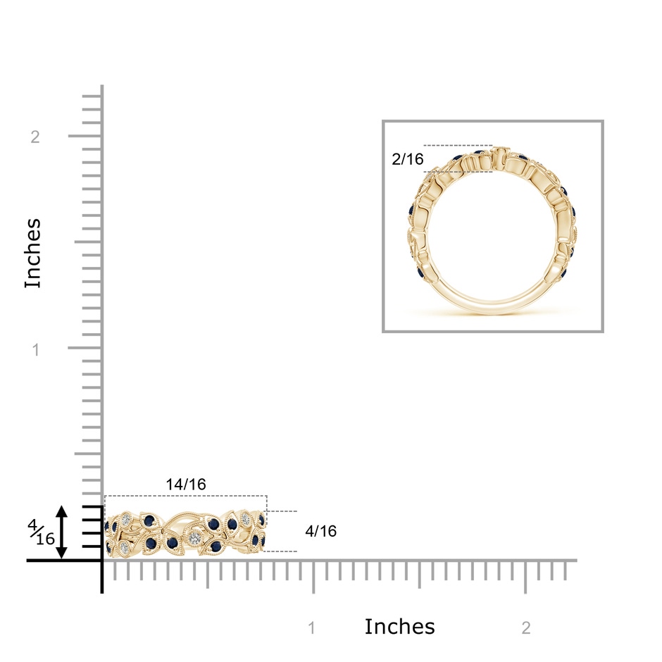 1.5mm A Nature Inspired Round Blue Sapphire & Diamond Vine Band in Yellow Gold product image