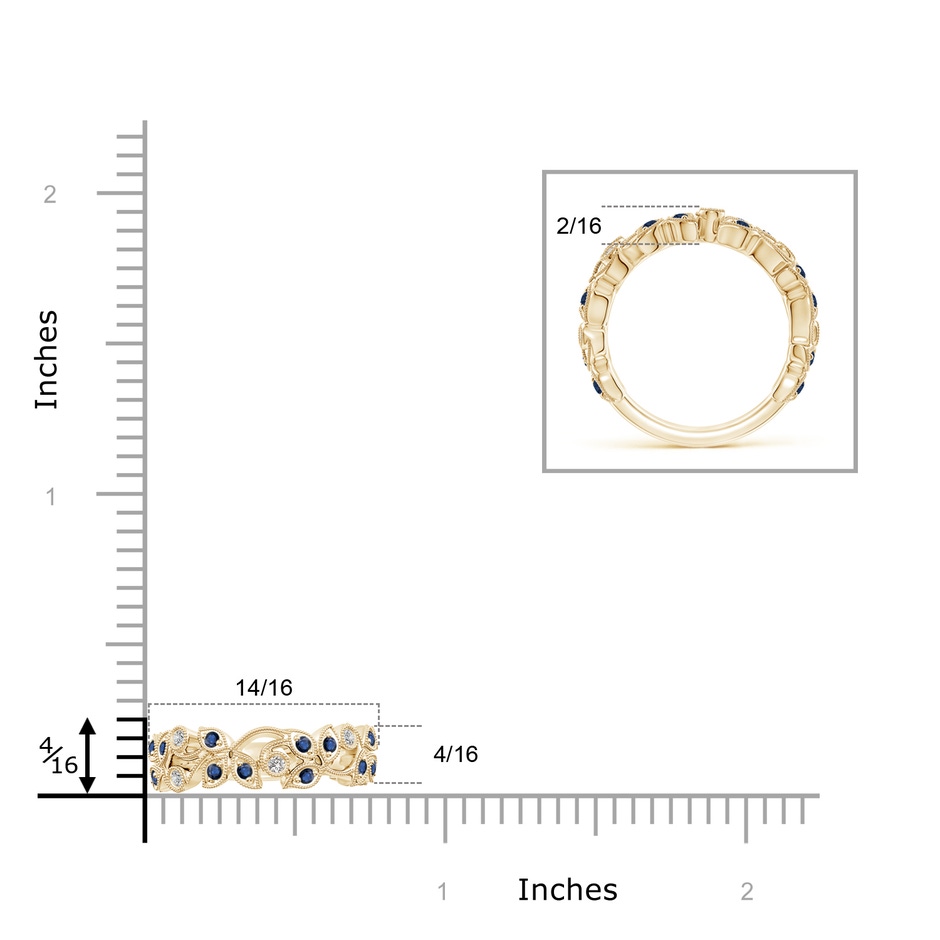 1.5mm AA Nature Inspired Round Blue Sapphire & Diamond Vine Band in Yellow Gold product image