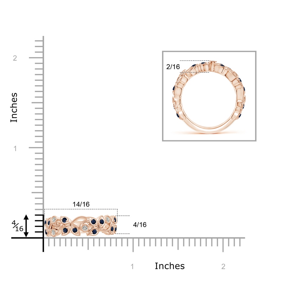 1.8mm A Nature Inspired Round Blue Sapphire & Diamond Vine Band in Rose Gold product image