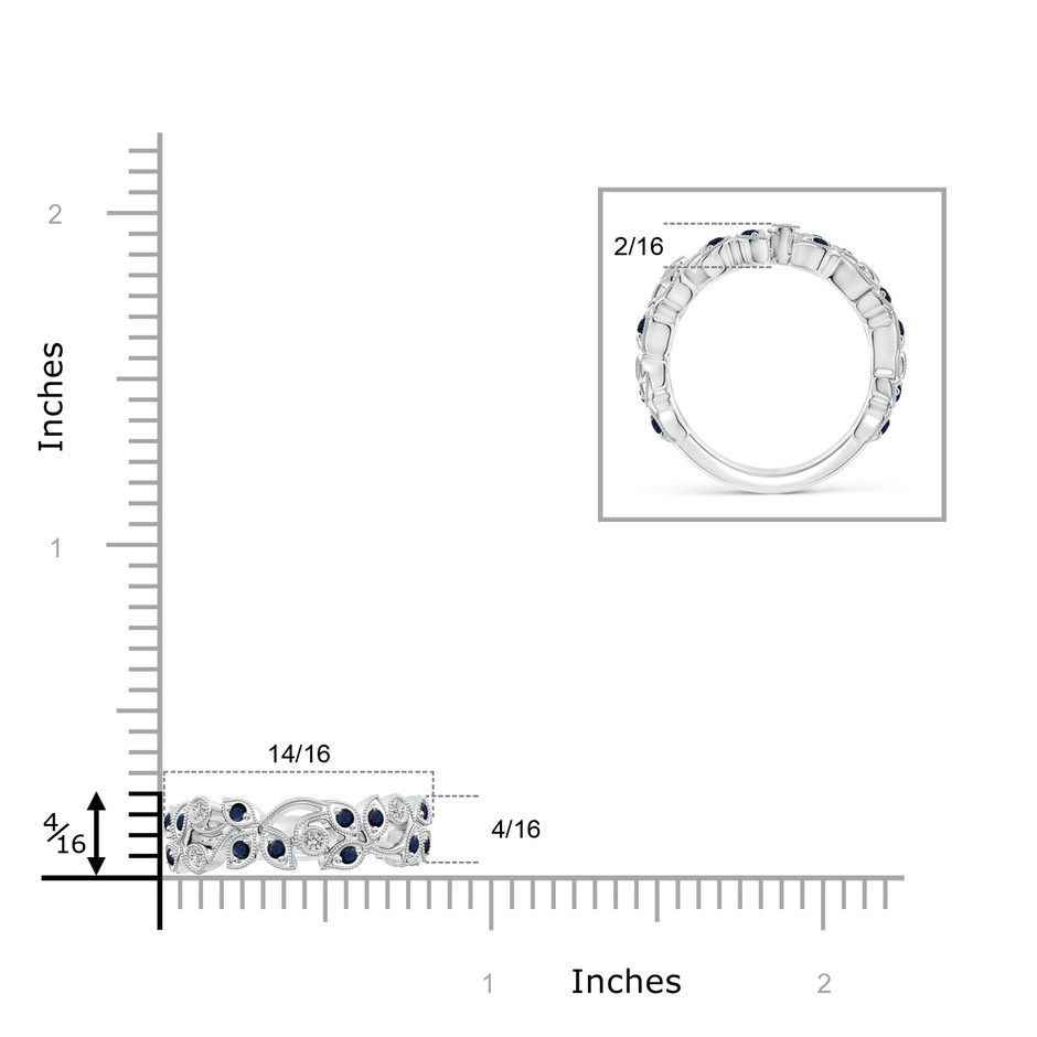 1.8mm A Nature Inspired Round Blue Sapphire & Diamond Vine Band in White Gold product image